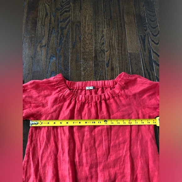 Lungo L’Arno Women’s M 100% Linen Boat Neck Short-Sleeve Coral Pink Dress - VGUC - Picture 6 of 10